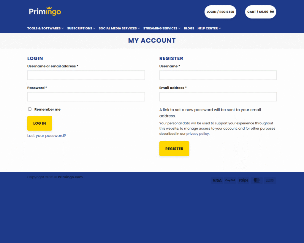 How to register on primingo