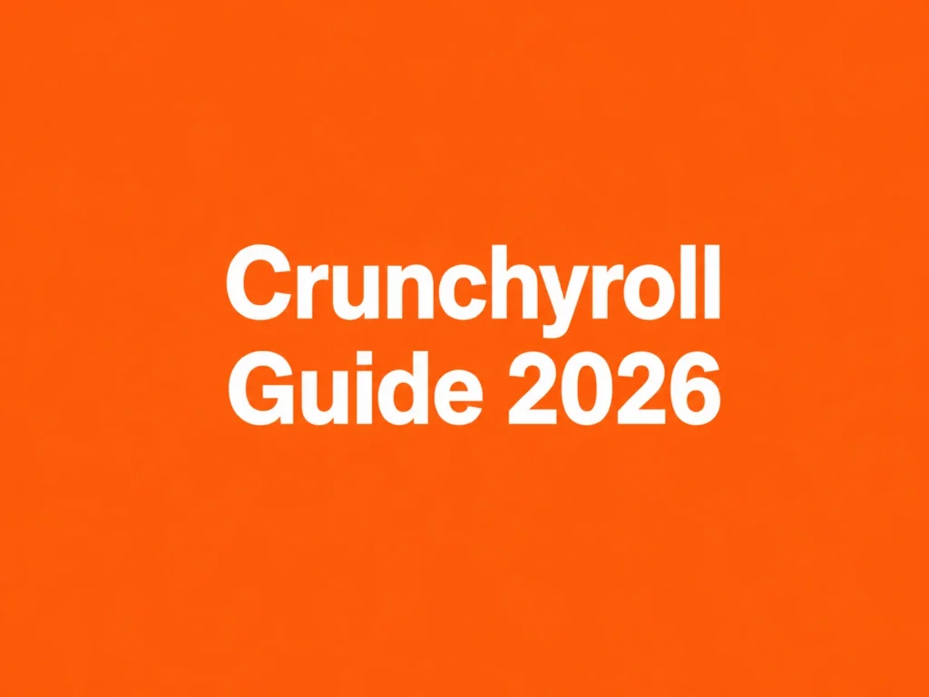 Crunchyroll Guide 2026 title card with white text on an orange background
