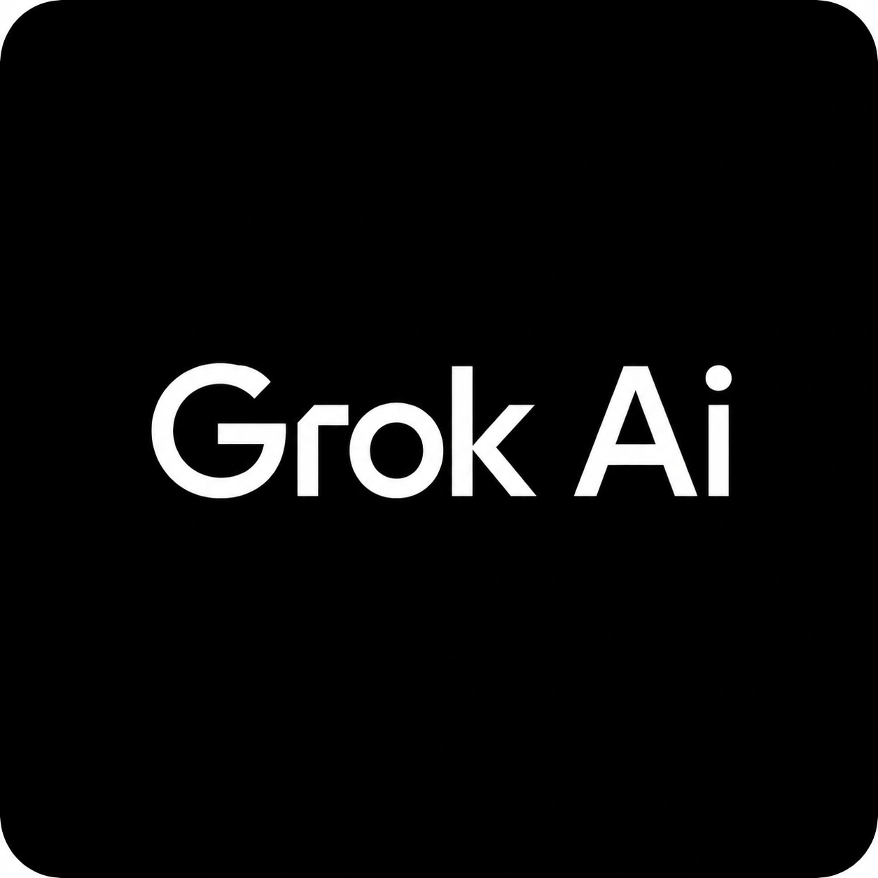 Minimal black background image with centered white Grok AI text, designed as a clean product visual for Grok AI on Primingo