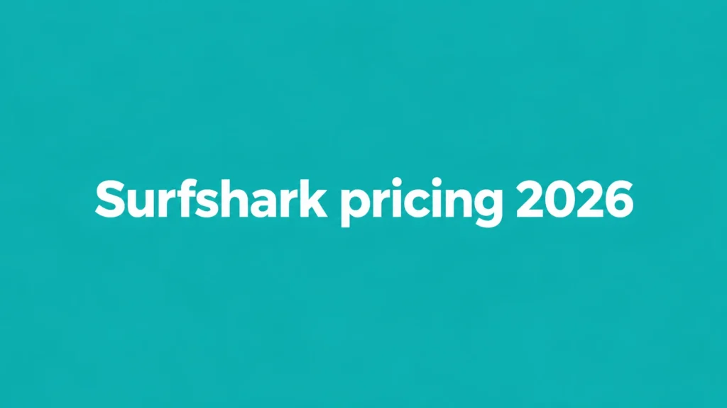 Surfshark pricing 2026 title banner on a plain teal background - Primingo